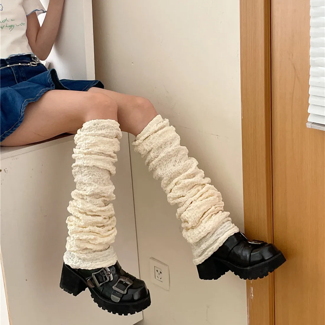 Women 20204 Ballet Leg Warmers Fold Loose Socks Girl Fashion Lolita White Bubble Stocking Retro Cool Lady