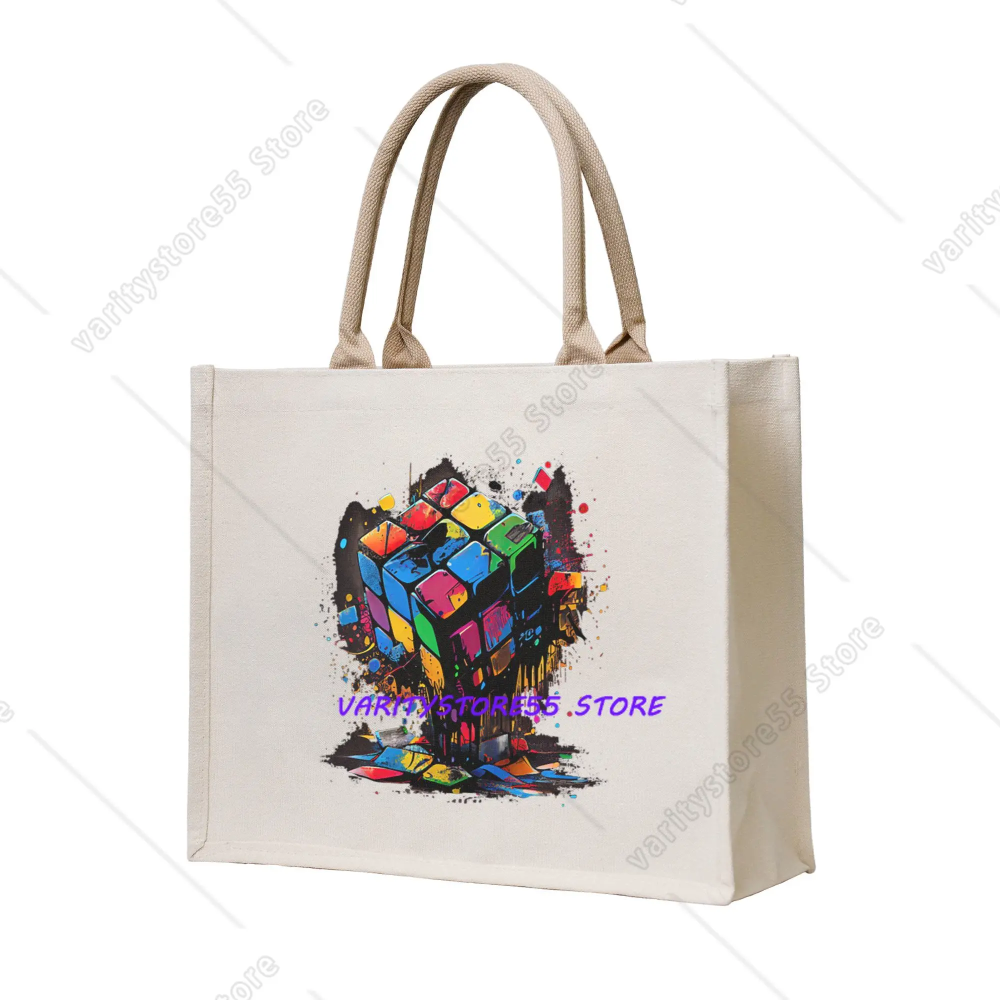 Cute Funny Cute Math Rubik Rubix Rubics  Shopping Tote Bag Portable Graffiti Style Teachers Grocery Shoulder Shopper Bag