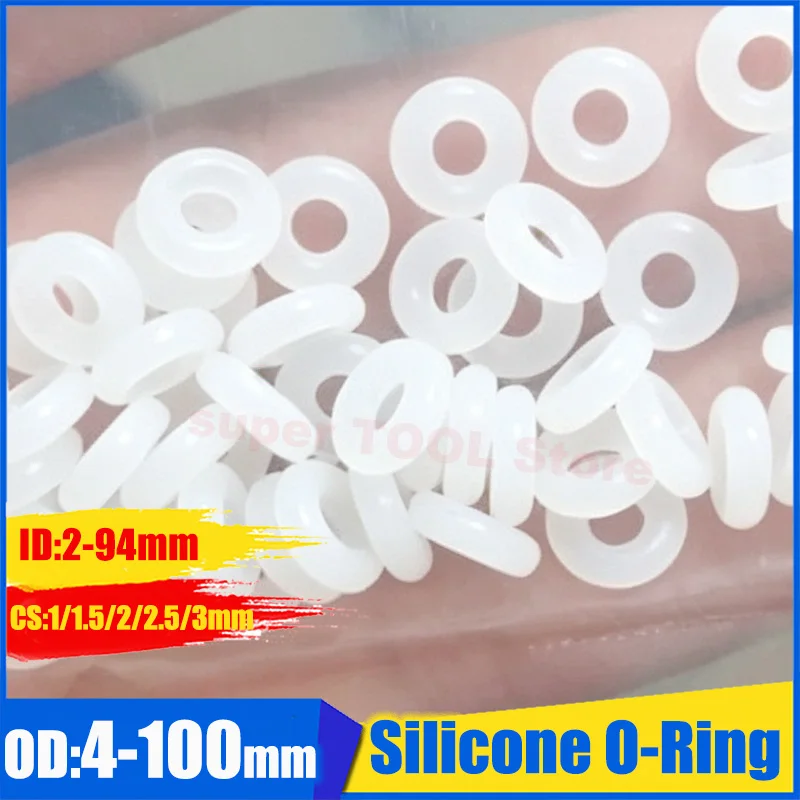 5-200pcs White Silicone O Ring CS 1 1.5 2 2.5 3mm OD 4mm-100mm Food Grade Waterproof Washer Rubber Insulated Round Seal Gasket