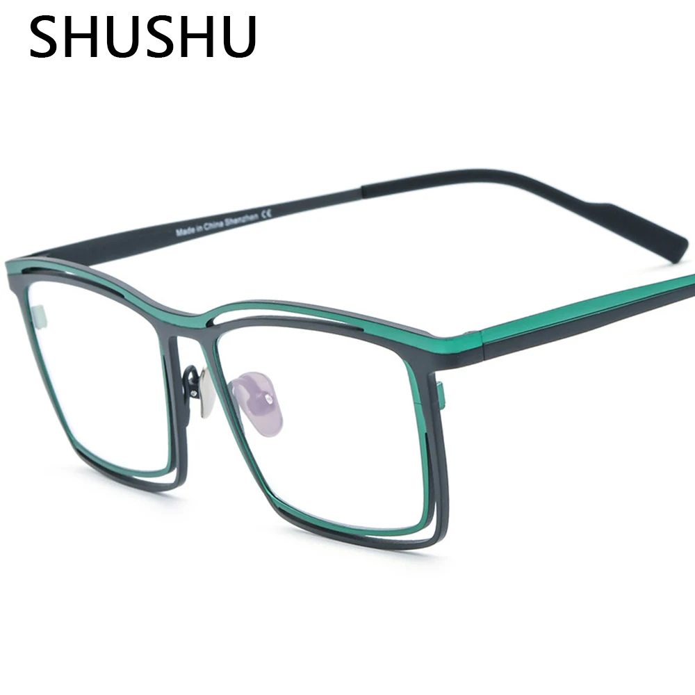 

New Super Light Titanium Alloy Two-tone Eyeglasses Men Retro Square Myopia Optics Prescription Glasses Frame Women 2023