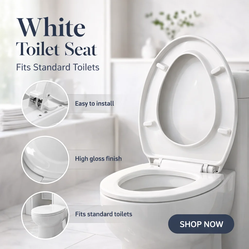 

Durable Toilet Seat, Universal Plastic Replacement Toilet Lid for Bathroom, Easy Install Home Use