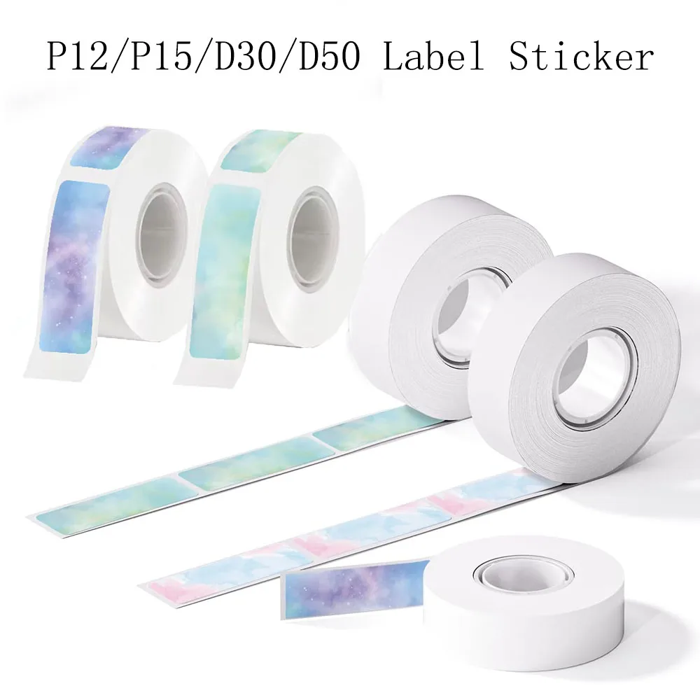 1 Roll D30 Adhesive white/clear/Nebula/Galaxy Series Pattern Label Paper 12mmx40mm-160 Labels for D35 D30 P12 P15 Label Maker