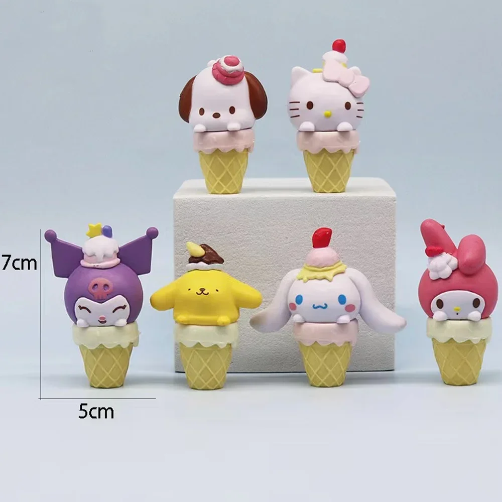 6 stks Sanrio ijs Figuur Hello Kitty Kuromi Melody Mini Blind Box Speelgoed Desktop Decoratie Collectie Model Speelgoed Kinderen Geschenken