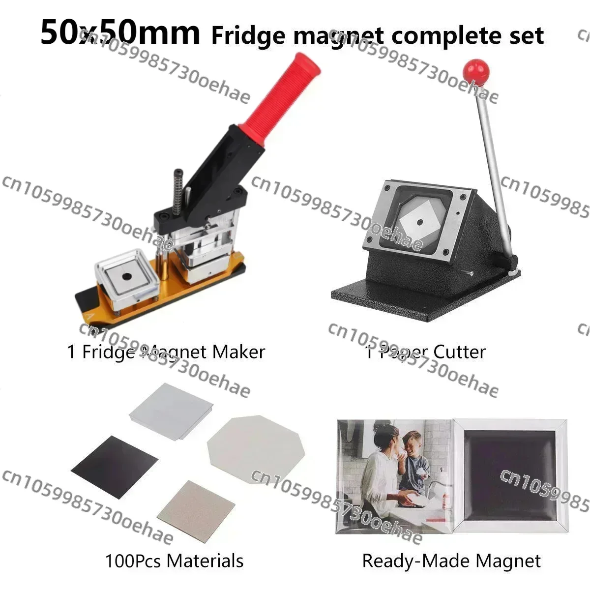 50×50mm Square Refrigerator Sticker Badge Making Machine Fridge Magnet Press Machine DIY With Paper Cutter Magnetic Consumables