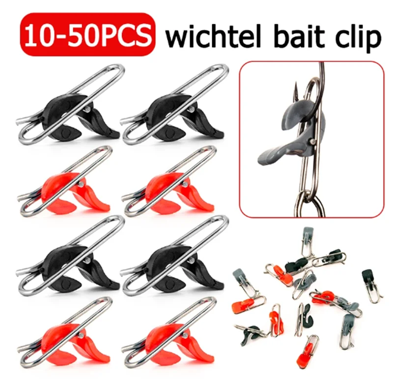 10-50pcs Clip per esche a impatto in acciaio inossidabile IMPS IMPS Impact Bait Clip per esche da pesca gancio da pesca all'aperto Clip con gambo girevole disaccoppiamento