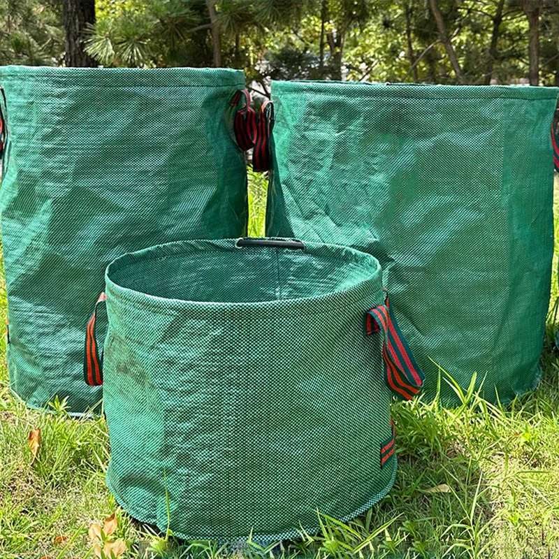 Sacs poubelles de jardin imperméables réutilisables de grande capacité 60L-500L-conteneur de stockage de sac à feuilles robuste pour le nettoyage de jardin et de cour