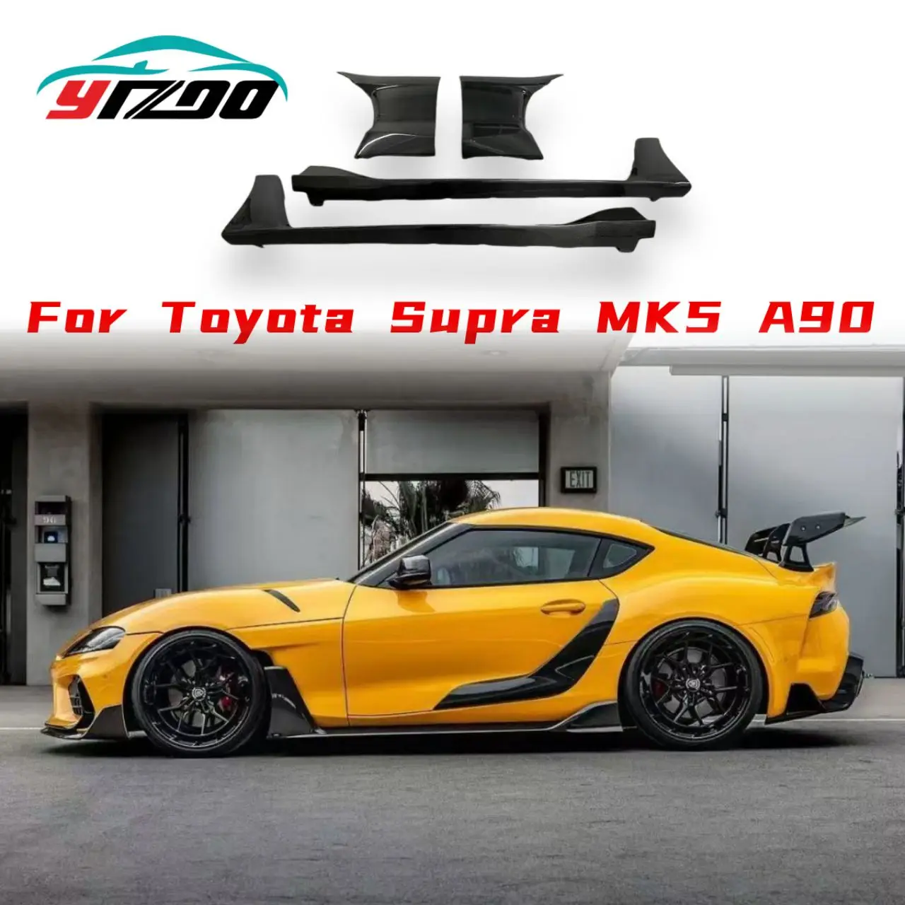 

For Toyota Supra GR A90 A91 Mk5 2020+AD-V2 Style Dry Carbon Fiber Side Bumper Side Skirt Splitter Fender Body Kits