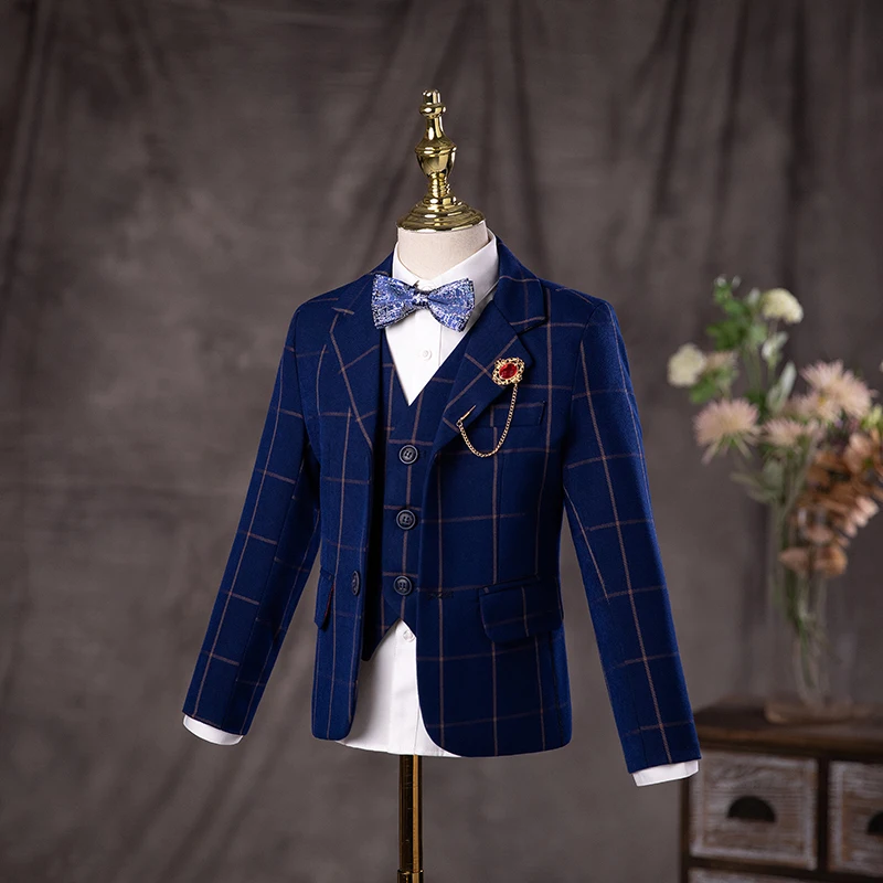 Flower Boys Wedding Suit Children Birhtday Photograph Dress Kids Fromal Blazer Set School Child Graduation Performance Costume