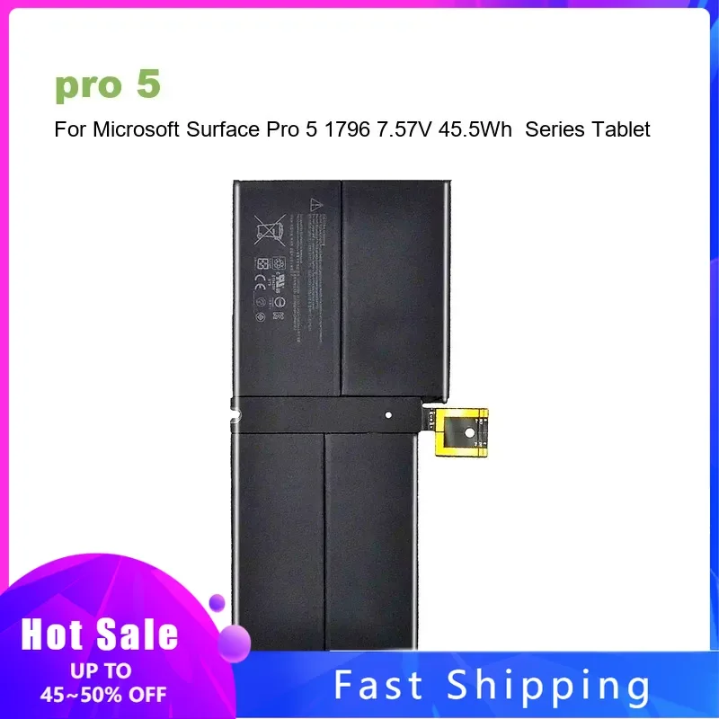 

pro 5 Replacement Tablet Battery For Microsoft Surface Pro 5 1796 7.57V 45.5Wh Series Tablet 5940mAh