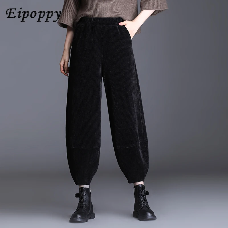 

Corduroy Women's Autumn and Winter Fleece-lined Thickened High-Waisted Trousers Bloomers