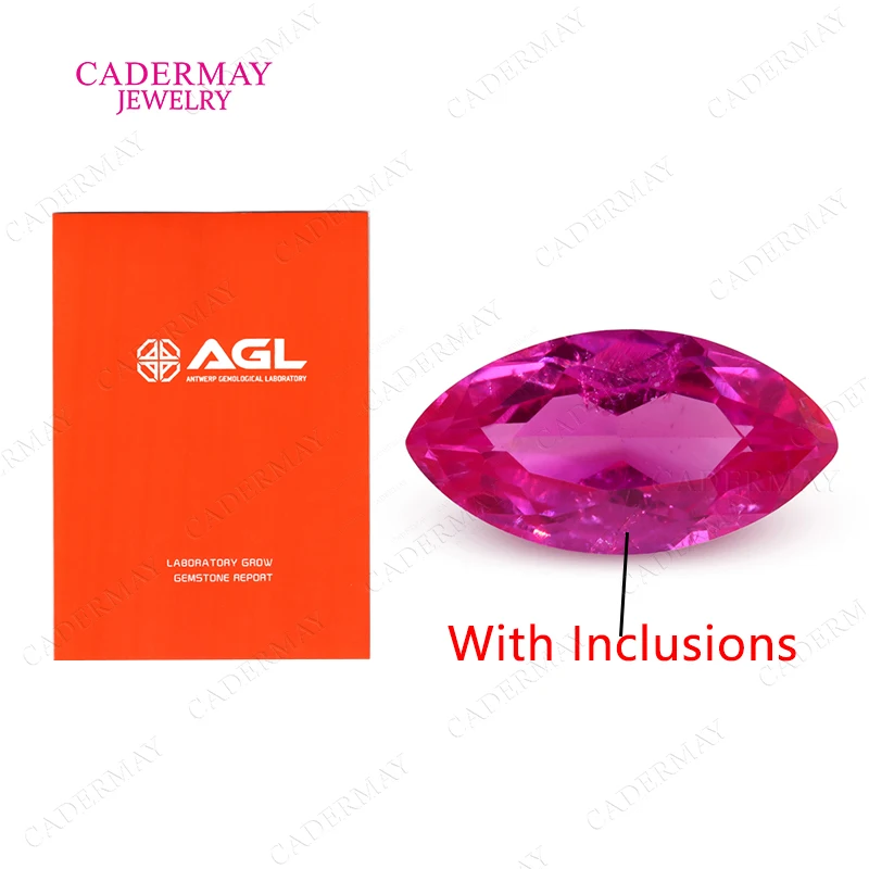 

Hot Pink Ruby Inclusions Synthetic 3x6mm-15x20mm Marquise Cut Lab Grown Ruby Loose Gemstones AGL certificate for Jewelry Making