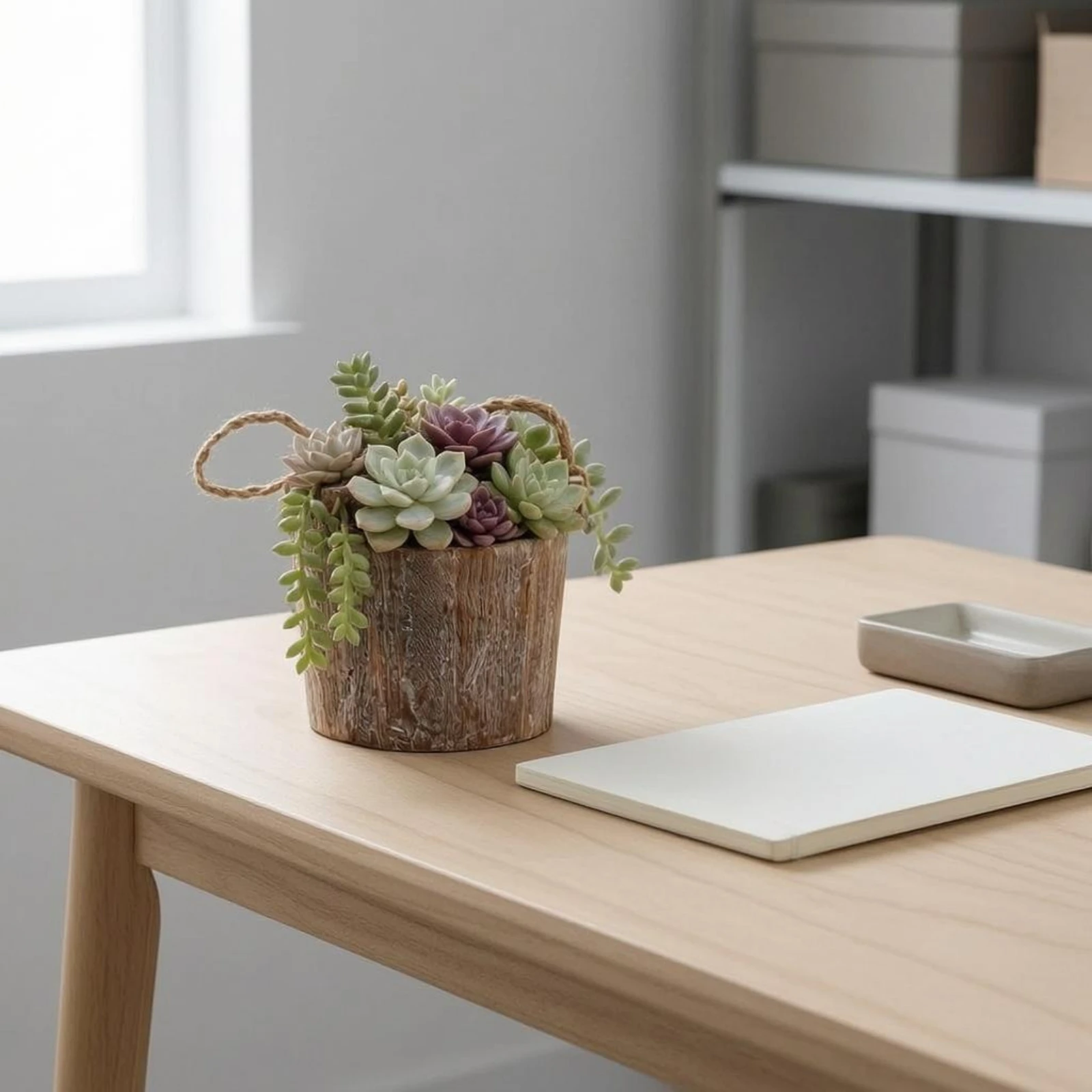 Wooden Planter Container Natural Wood Rustic Planter Container Plant Pot Decorative Storage Garden Decoration Farmhouse Style
