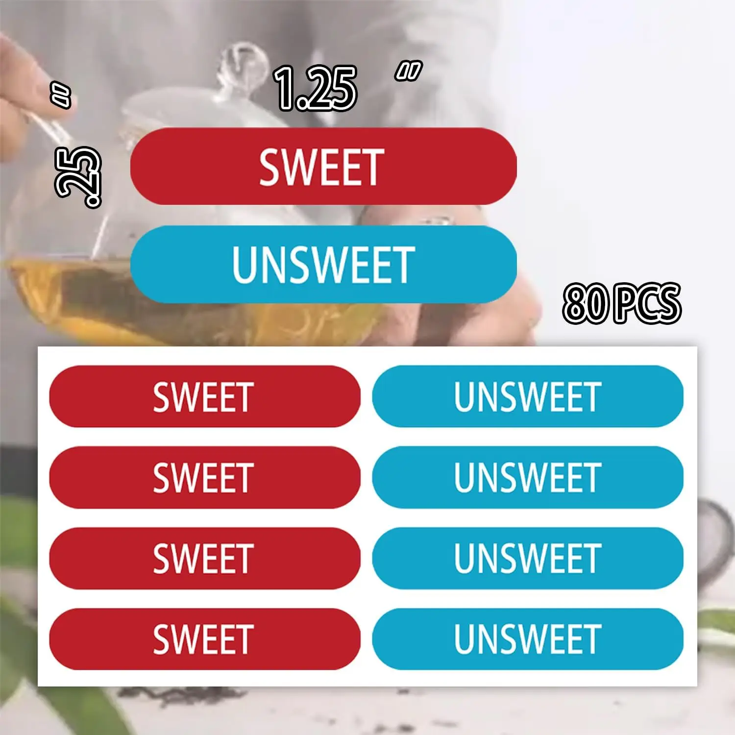 

Sweet And Unsweet 1.25 X 0.25 Inch Stickers Sweetness Identification Labels for Food And Beverage 80 Pcs