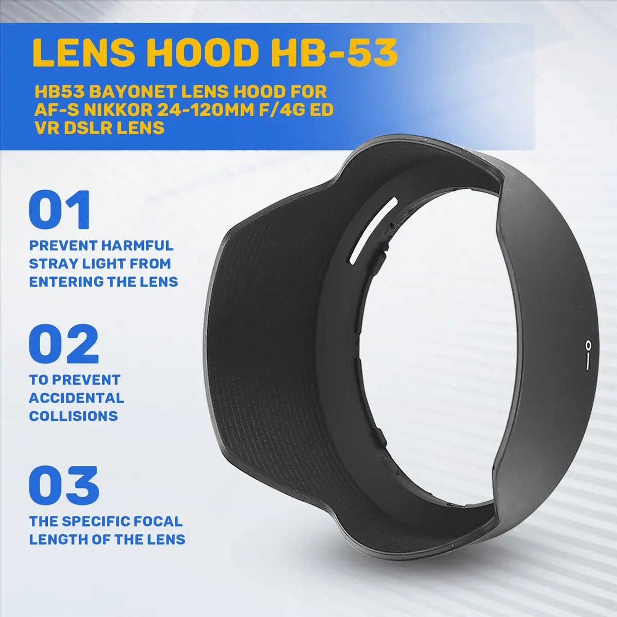 Hb53 Bayonet Lens Hood for Af-s Nikkor 24-120mm F/4g Ed Vr Dslr Lens (Replace Hb-53)