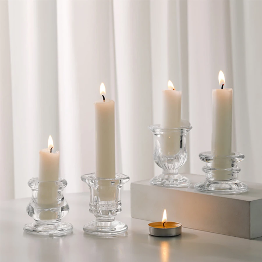 Transparenter Glas-Kerzenhalter Geeignet für Hochzeitstischdekoration, Familienfeierdekoration