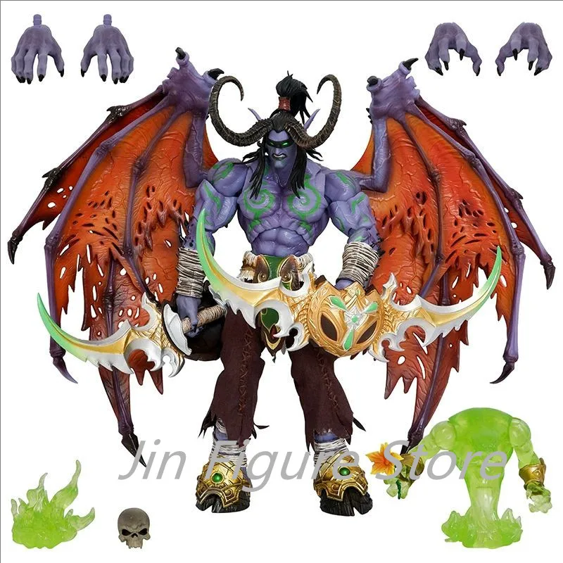 

25cm Game World of Warcraft Action Figures Illidan Stormrage Figure Save Illidan Heroes Anime Eyes with Lights PVC Model Toys