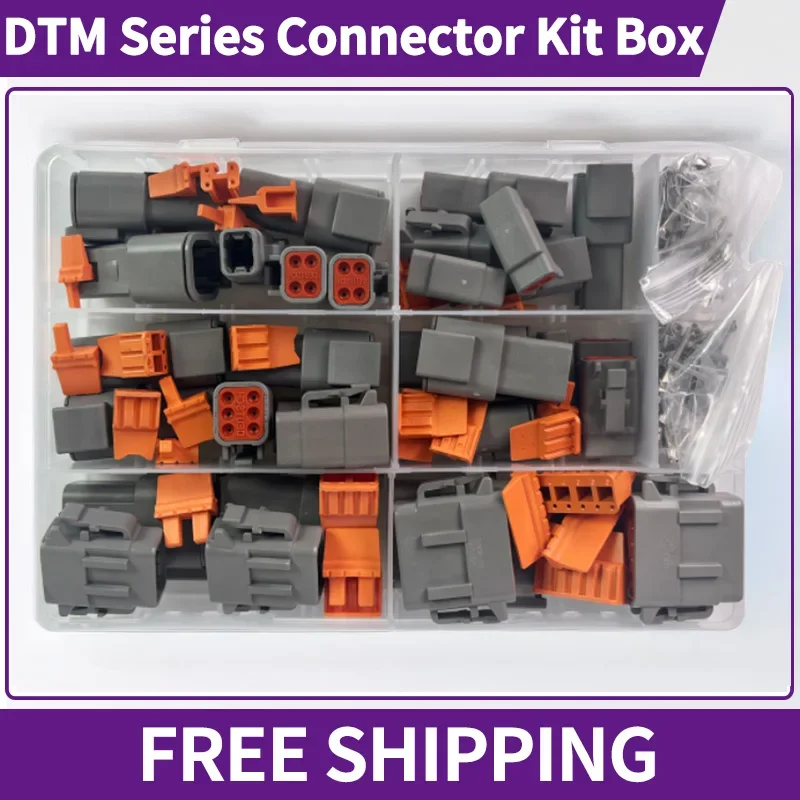 

1/5/10 Boxes Deutsch DTM Series Waterproof Wire Connector Kit DTM06-2/3/4/6S DTM04-2/3/4/6P Automotive Sealed Plug with Pins Box