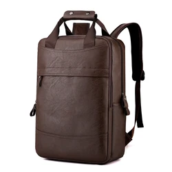 Laptop Backpack High Quality Durable Pu Leather Backpacks Waterproof Men's Smart Pu Leather Business Backpack Men