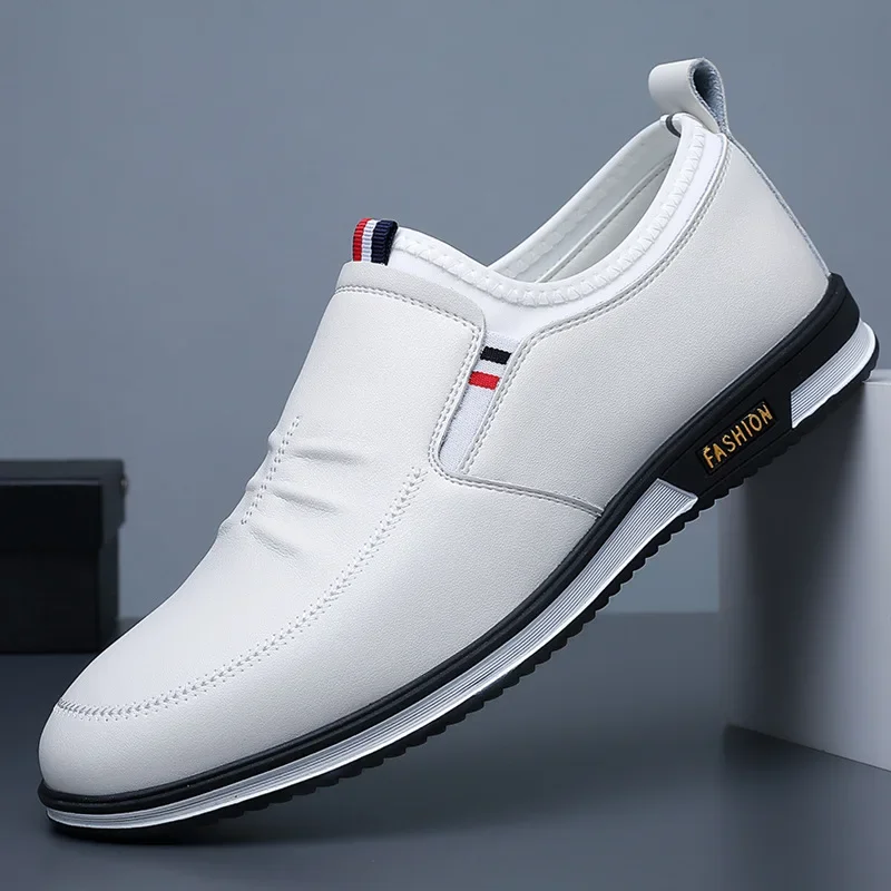 2024 Spring Autumn Soft Men Casual Shoes Black White Flat Leather Shoes Fashion Loafers Business Formal Single Shoes Sneakers