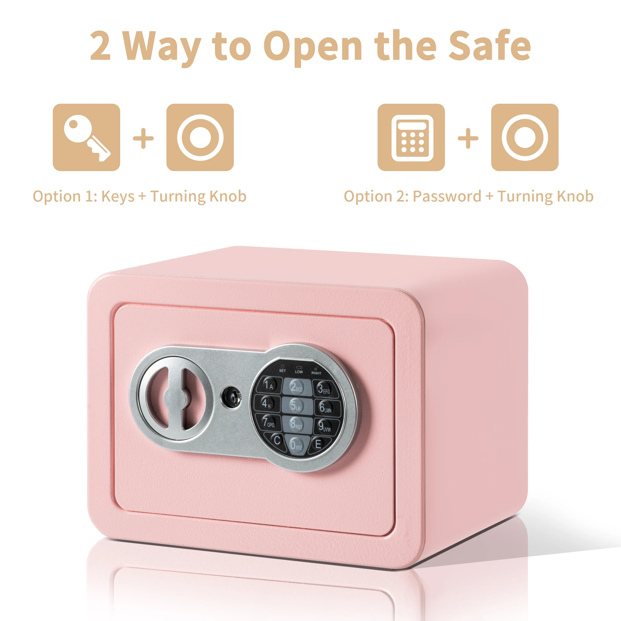 Deli Fireproof Digital Safe Box for Home, 0.2 Cu Ft Electronic Lock Security Safe with Cash Bag, Stylish Pink