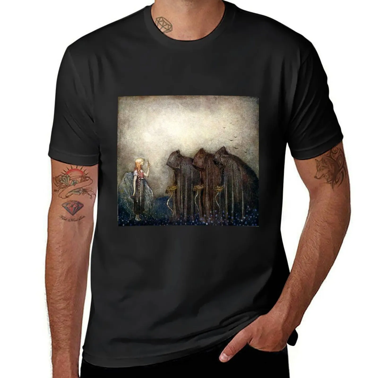 The Gold Key - John Bauer T-Shirt sublime anime clothes customs cute clothes heavy weight t shirts for men