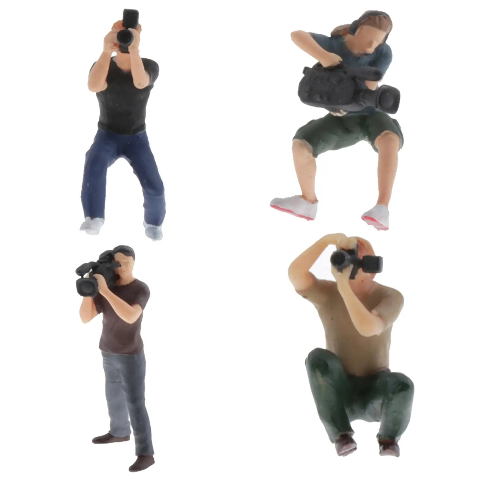 작은 1/87 디오라마 수작업 페인팅 사진작가 인물 모델 빌딩 레이아웃 데스크탑 장식 컬렉션