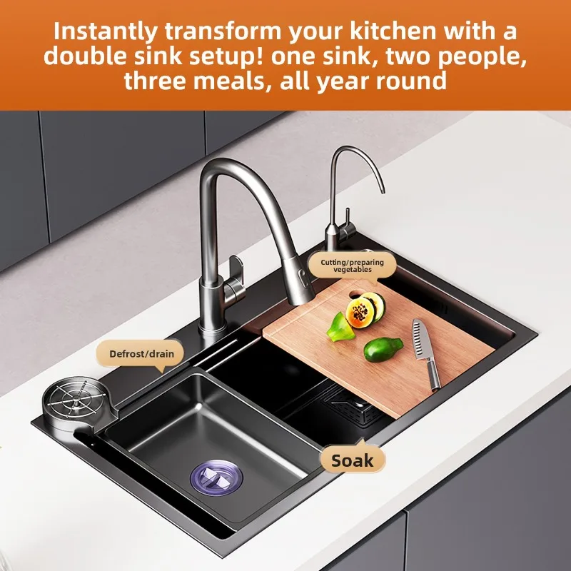 Nano Antibacterial Stainless Steel Kitchen Sink Top Mount Single Bowl Stainless Steel Sink Kitchen Accessories Kitchen Sink