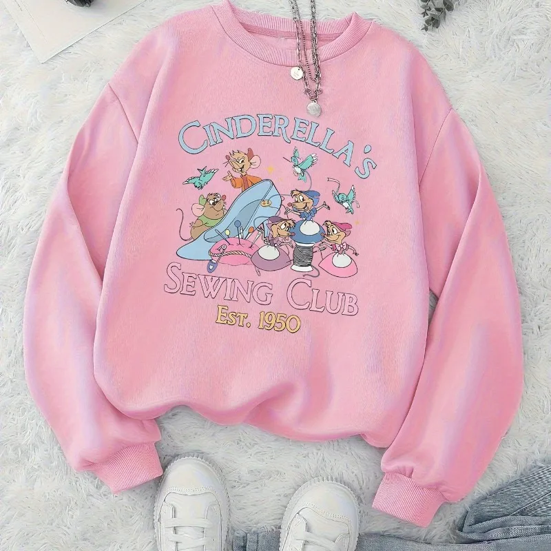 ديزني سندريلا الخياطة نادي ريترو 1900 نمط المرأة هوديي شتاء جديد غير رسمي موضة الرجال والنساء ملابس الشارع #4