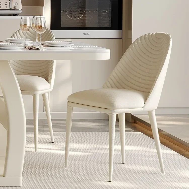 Italian minimalist casual dining chair, commercial metal leather all-inclusive back chair