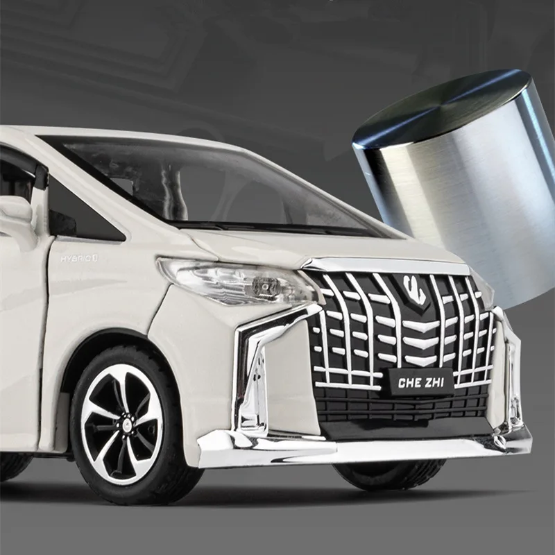 Modelo de coche de aleación Alphard MPV, vehículo de Metal fundido a presión y de juguete, colección de sonido y luz, juguete de alta simulación,