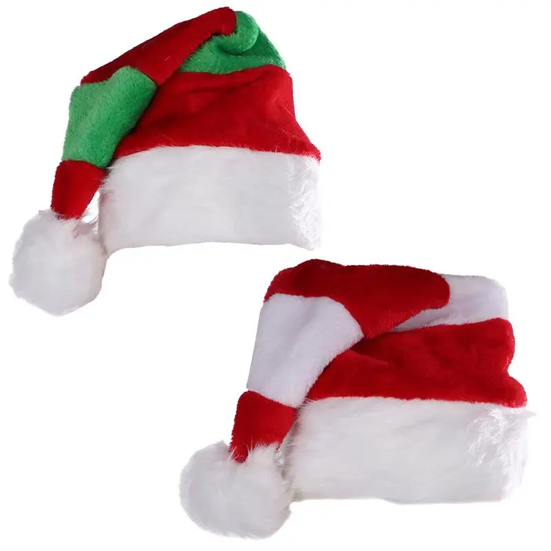 

2PCS Christmas hat red and white puzzle short plush Christmas hat Christmas decoration