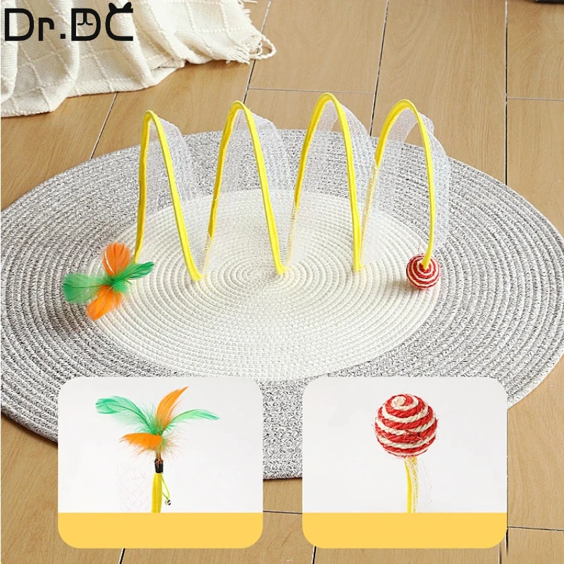 Dr.DC Cat Tunnel For Indoor Cats Collapsible Toy Coil Spiral Colorful Springs Cat Pet Crinkle Tunnels For Indoor Pet Supplies