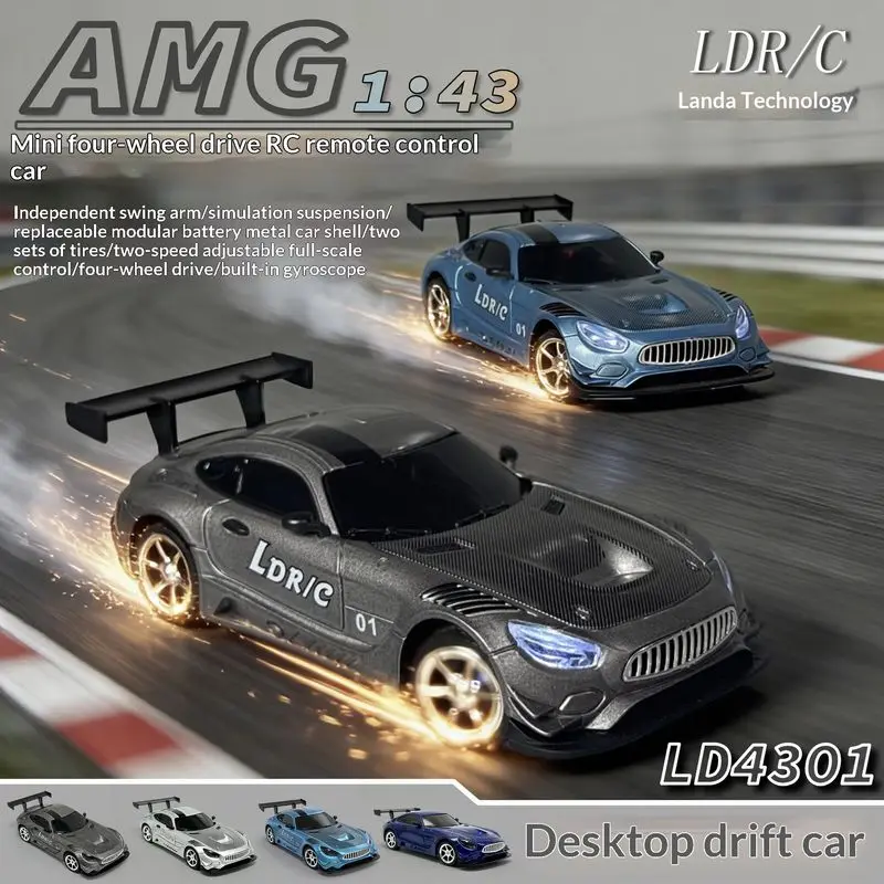 

Ldrc 1:43amg Full Scale Four Wheel Drive Drift Racing Remote Control Car Desktop Model Car Remote Control Toy With Gyroscope