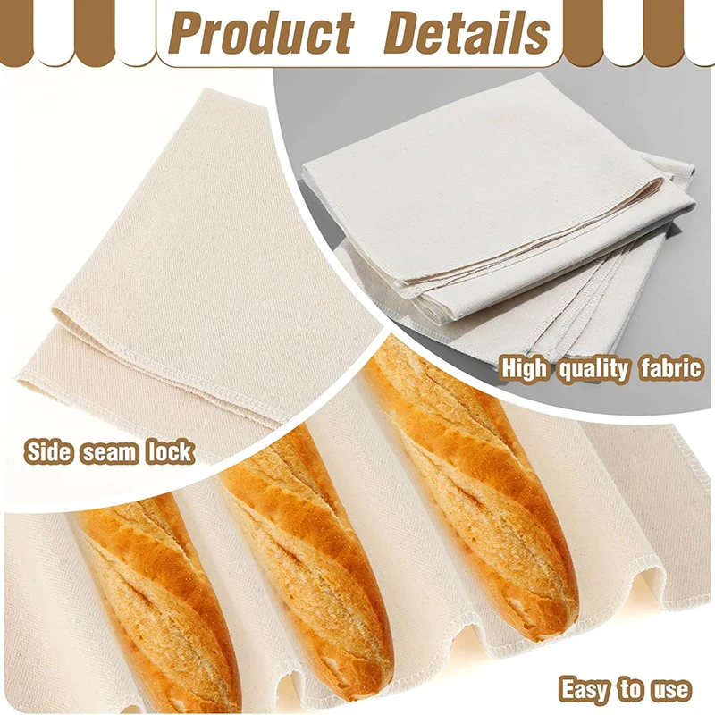 Bakers Couche and Proofing Cloth 100% Cotton Fabric for Bread Dough Baking Shaping Tool for Baguettes,loaves,ciabatta