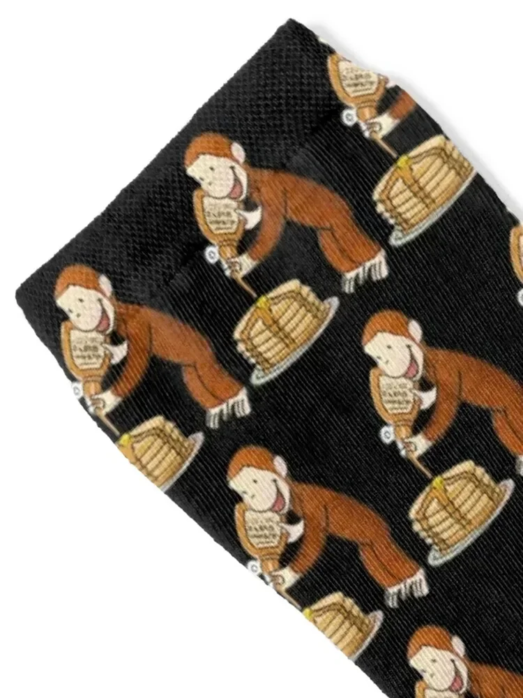 Curious George making pancakes Socks loose Heating sock with print Socks Girl Men's