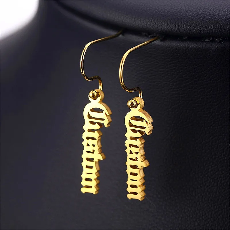 Customized Vertical Name Earrings Earrings Customized Name Earrings  Earrings Simple Beautiful Birthday Gifts Boutique Popular