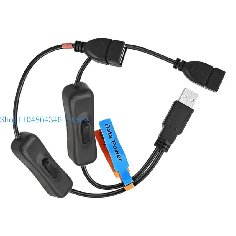 652F 30cm USB Y Splitter Power Cable Extension Wire Line With Separate Switches For Charging Data Transfer Compatibility