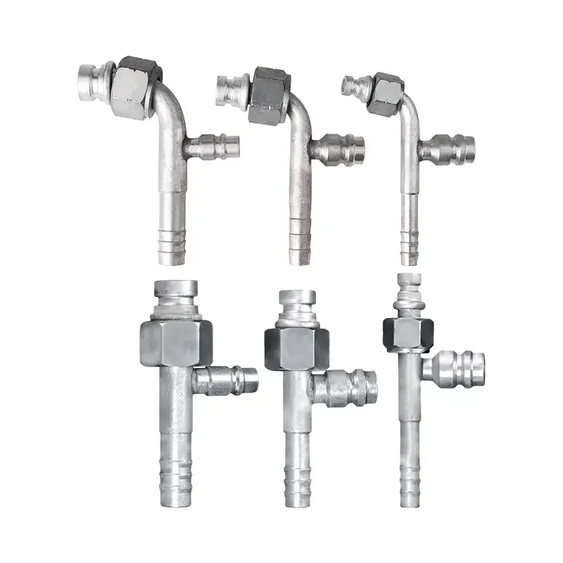 #6 #8 #10 Car Air Conditioning Gas-jet Fittings Aluminium Straight / 90 Degree Joint with Gas filling nozzle fittings R134a Auto