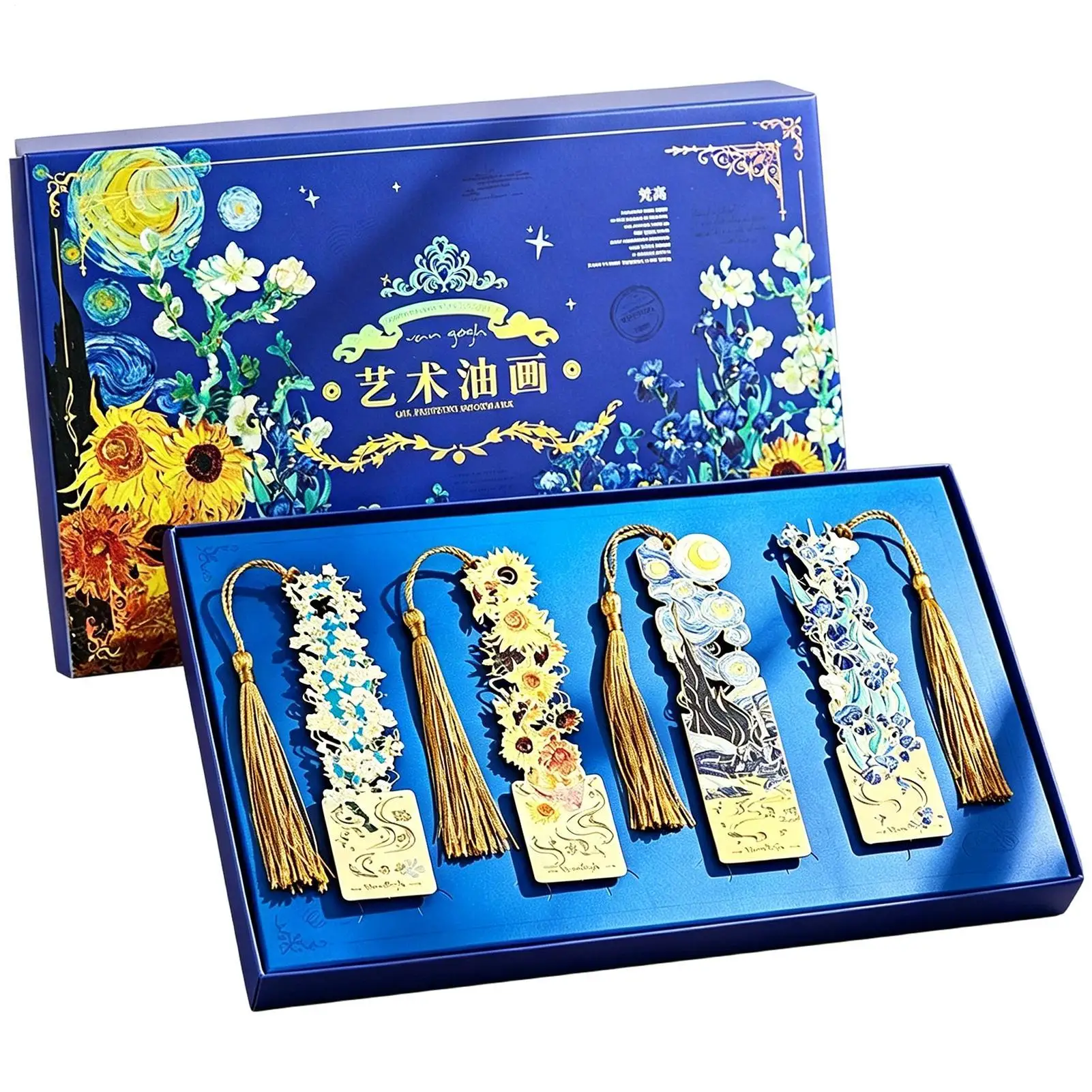 金属製ブックマーク-芸術的なタッセル付き-中空ヴィンテージ-4ピース-鉄製ブックマークセット-女性-女の子-ティーン向け-教室-学校-オフィス-勉強用