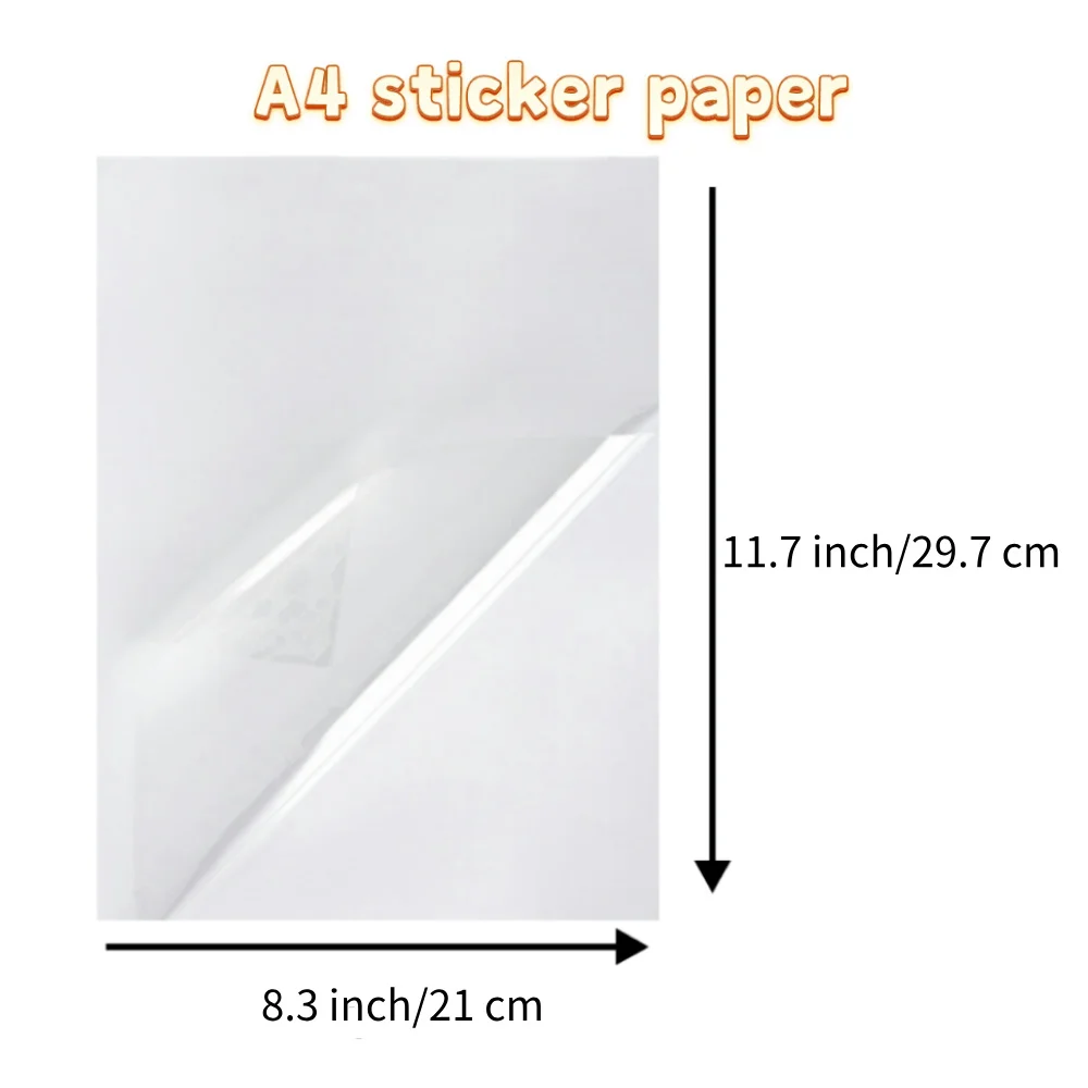 100% Transparent Vinyl Sticker Paper A4 Label Sticker Adhesive Paper Printable clear Sticker Paper for Inkjet and laser Printer