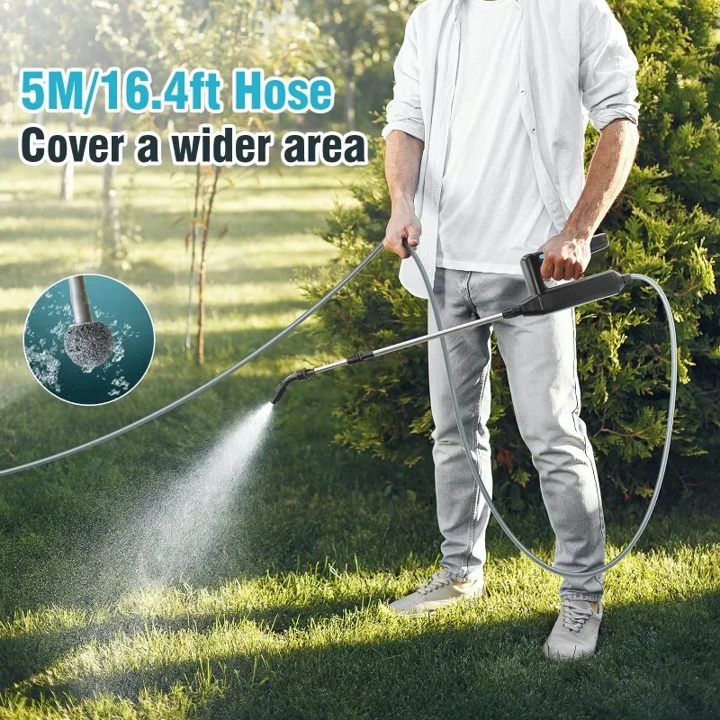 HQ 3/5/8M Electric Plant Sprayer Garden Sprayer with Hose and 3 Nozzles Portable Battery Powered Watering Wand for Patio Lawn