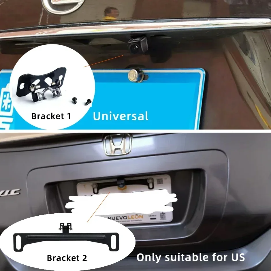 كاميرا الرؤية الخلفية عالية الدقة لوحة ترخيص أمريكية مثبتة على دعامة كاميرا احتياطية لوقوف السيارات العكسية AHD 720P أو 1080P للسيارة