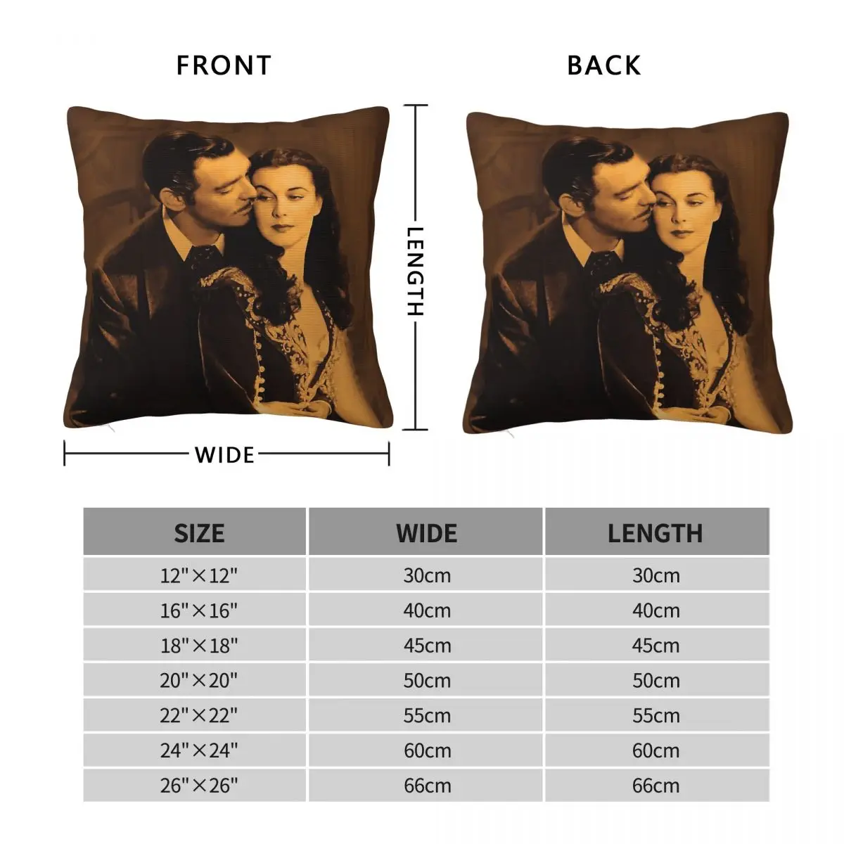 Gone With The Wind Film Square Pillowcase Polyester Linen Velvet Printed Zip Decorative Sofa Seater Cushion Cover