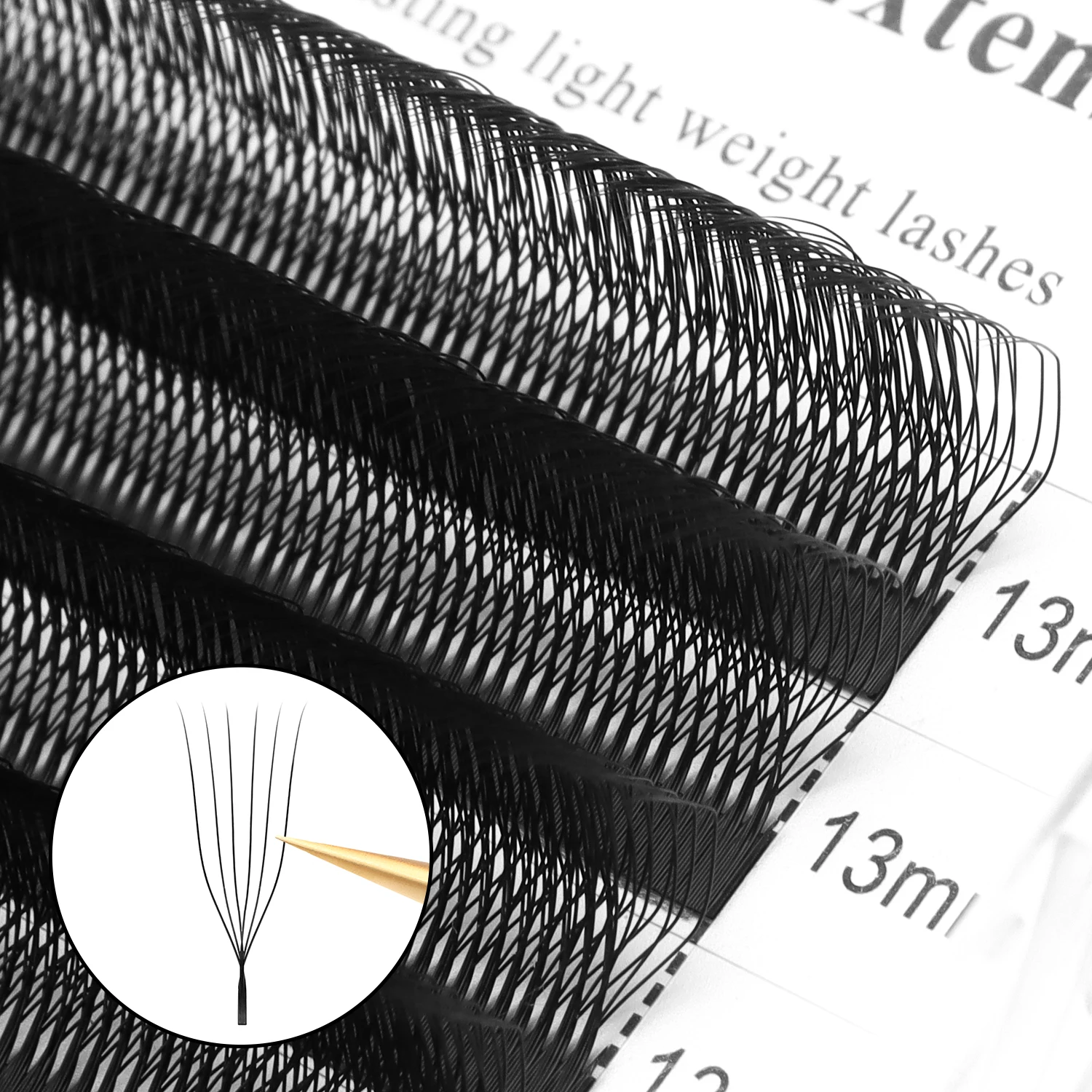 XIUSUZAKI Extensions de cils en forme de U 6DW noir mat en forme de U 6DW Extensions de cils ventilateurs préfabriqués individuels faux cils