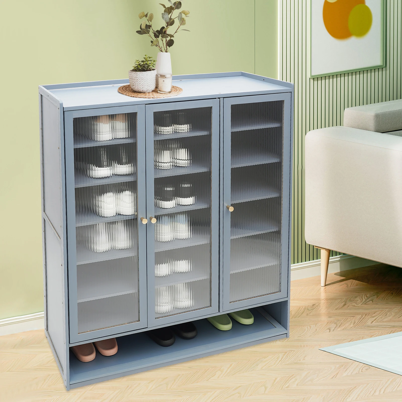 

Shoe Cabinet, 6-Tier Freestanding Shoe Rack Organizer with 3 Cabinet Doors, Shoe Storage for Entryway,Hallway,Closet,Living Room