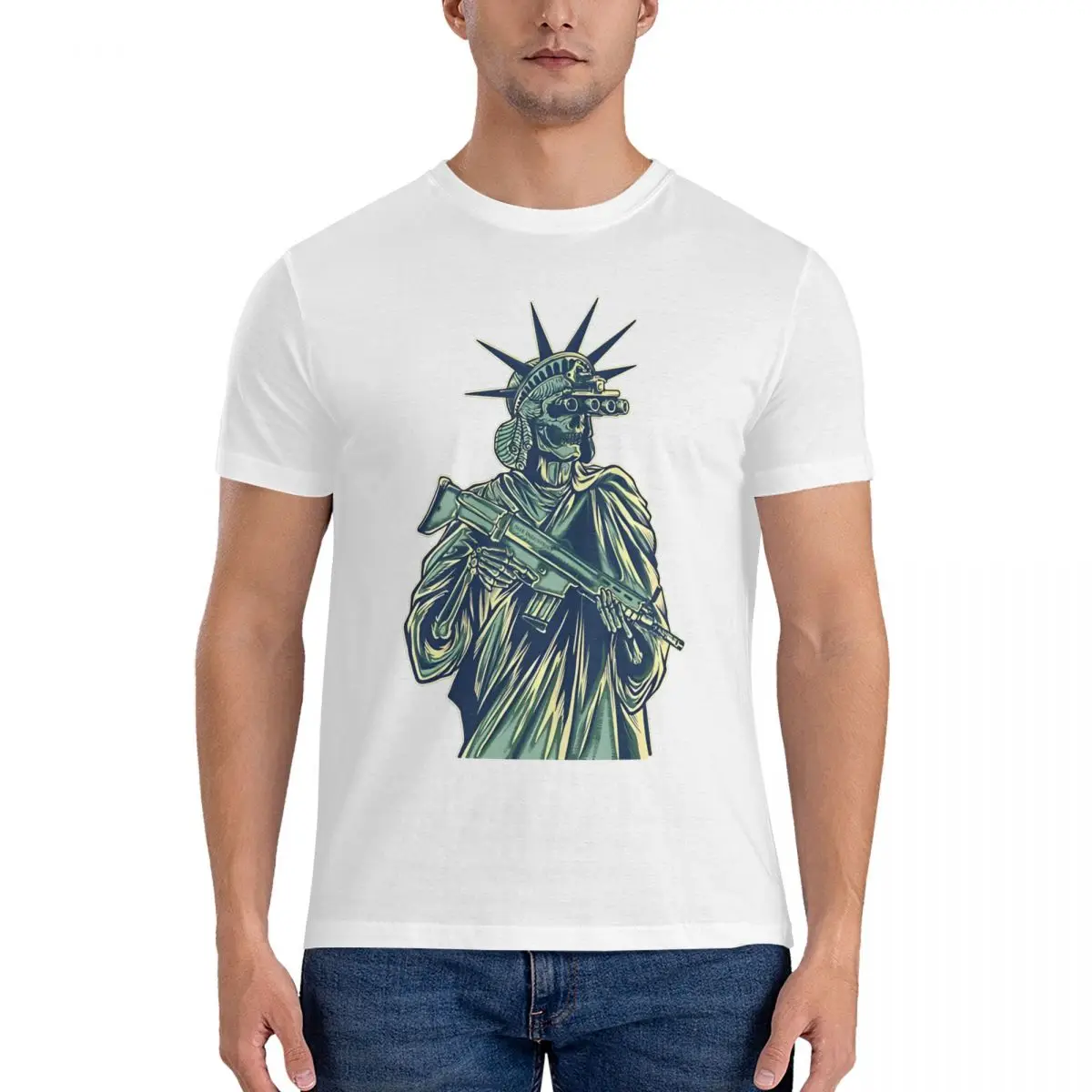 Liberty Cool T Shirts Men's Pure Cotton Vintage T-Shirt Round Neck D-Democracy Tee Shirt Short Sleeve Tops New Arrival