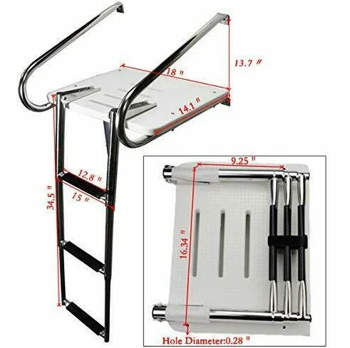 3-Step Stainless Steel Telescoping Marine Boat Ladder