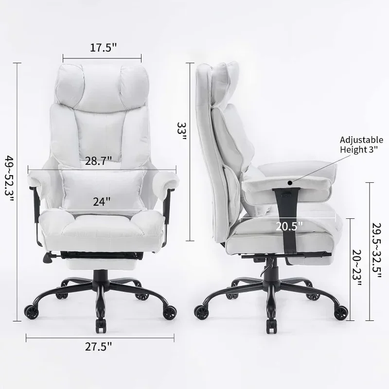 Big and Tall Office Chair 350 lb Weight Capacity, High Back Executive Office Chair with Foot Res