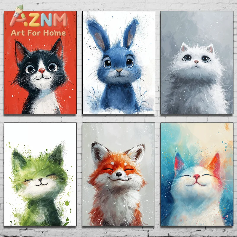 Cuddly Companions Poster Ink Splatter Kitten Blissful Cat Whiskers Canvas printing Home Wall art decoration hanging paintings