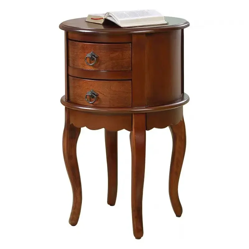 Solid Wood Small Table, Round Wooden Sofa Side Table, Living Room Bedside Cabinet, Nightstand,Coffee Table for Balcony